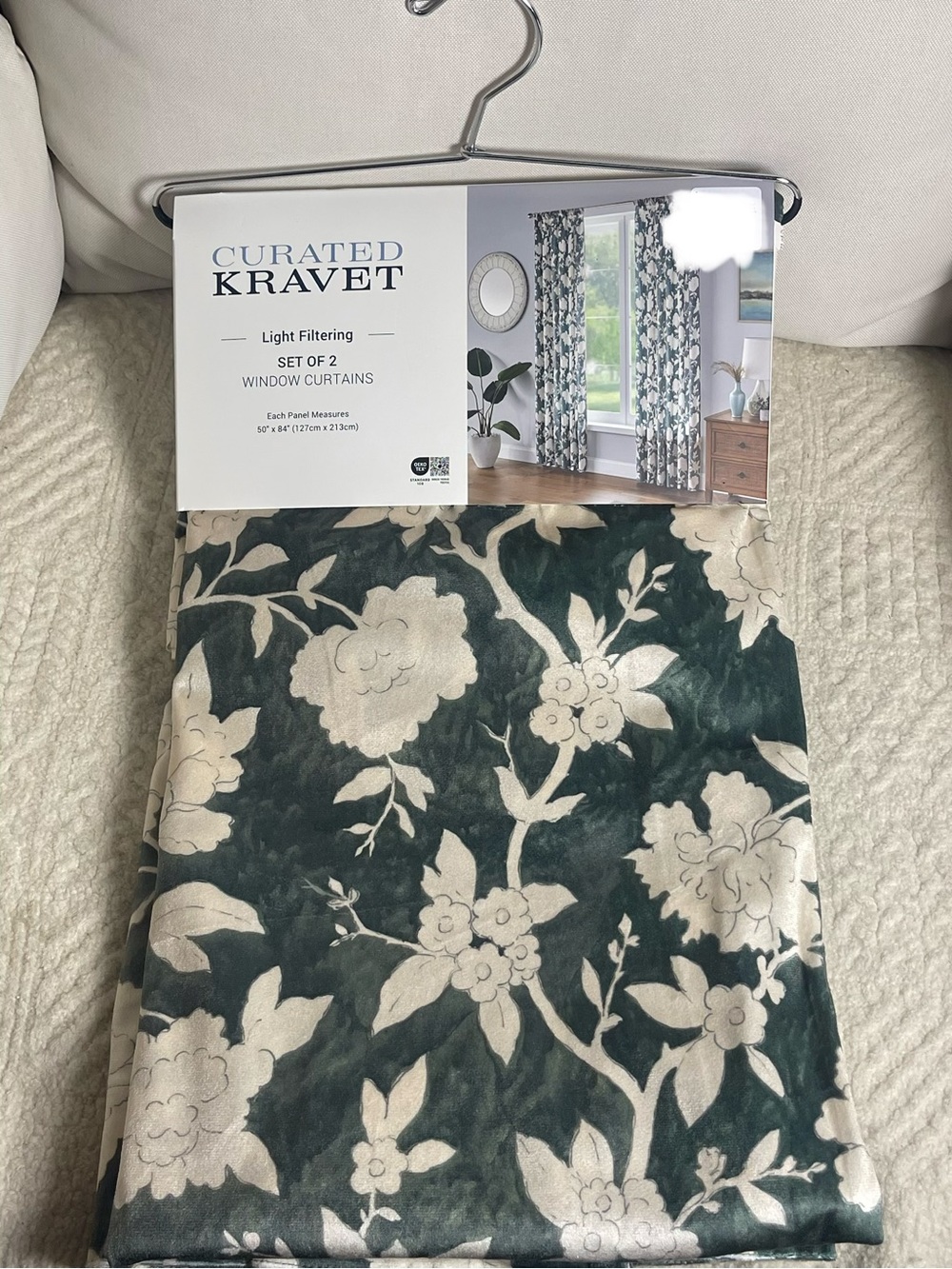 Curated Kravet Velvet Curtains Floral Set 2 Panels 50x84 Botanical New